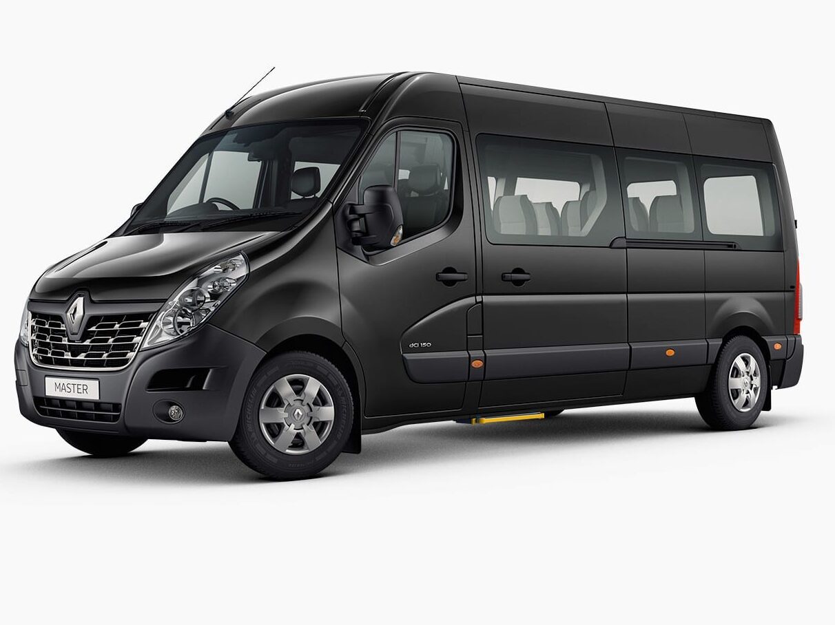 flybus minibus hire fleet masterbus 11 seater minibus black color