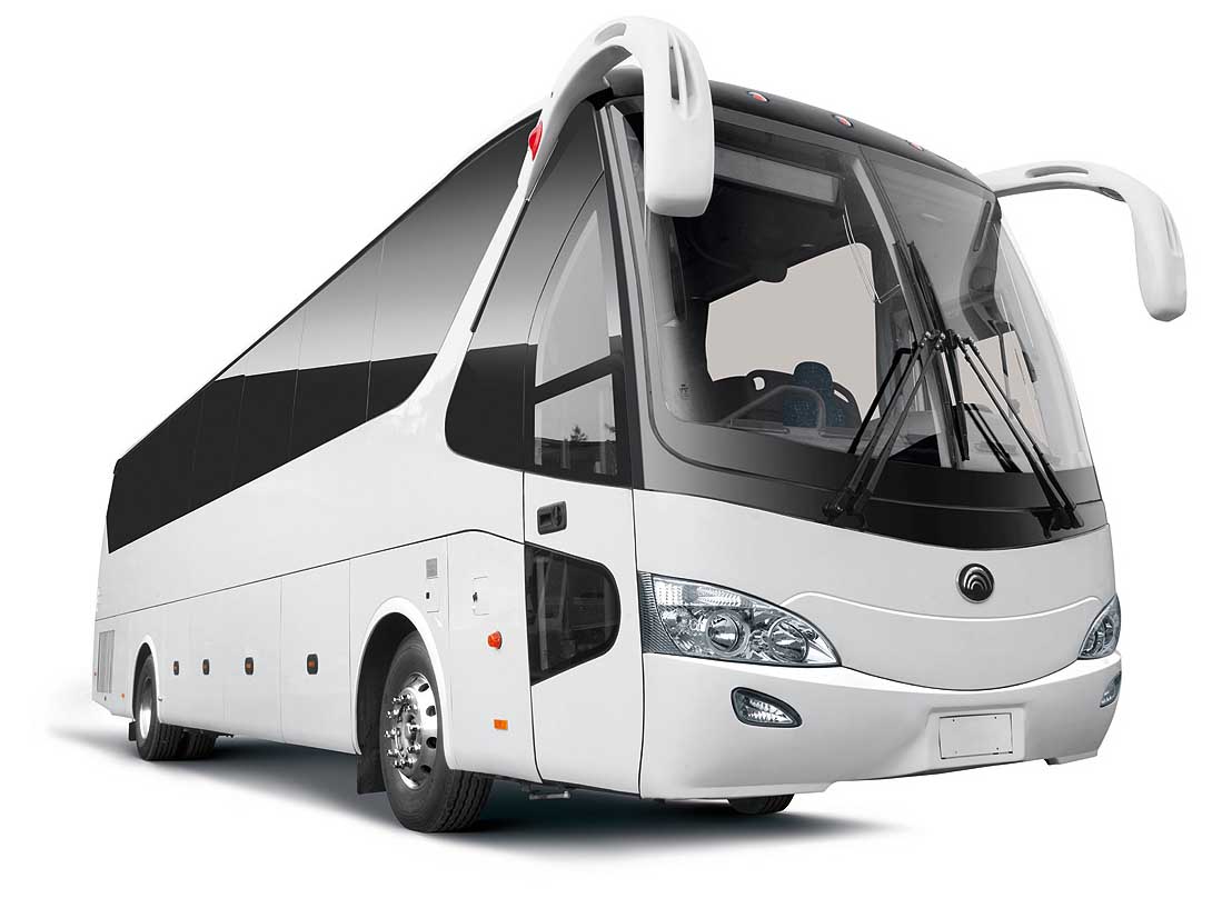 Flybus bus hire fleet 55 seater bus white color