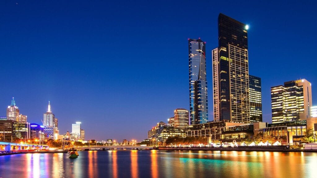 melbourne city view of southbank from yarra river